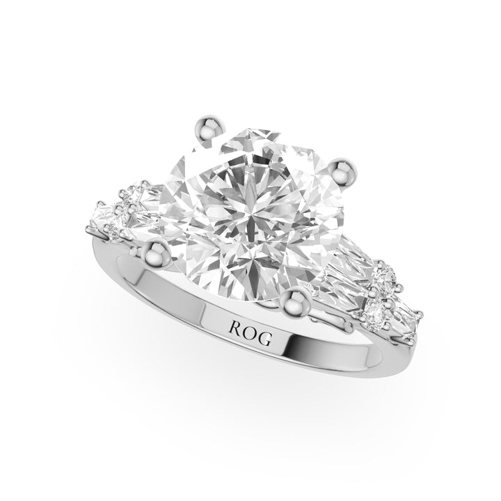 Marburg Verlobungsring mit Seitensteinen in 9K Weißgold mit Brilliantem Diamanten