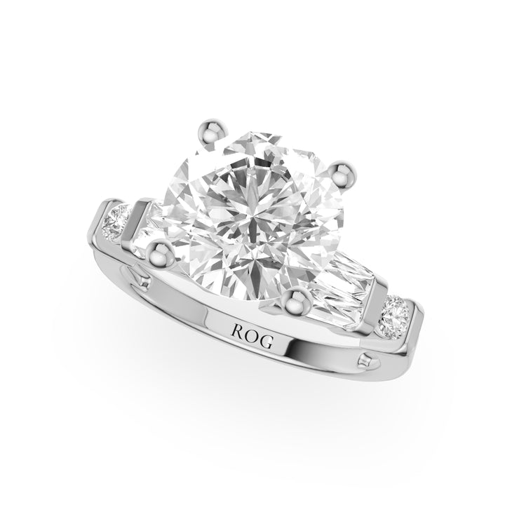 Bayreuth Verlobungsring mit Seitensteinen in 9K Weißgold mit Brilliantem Diamanten