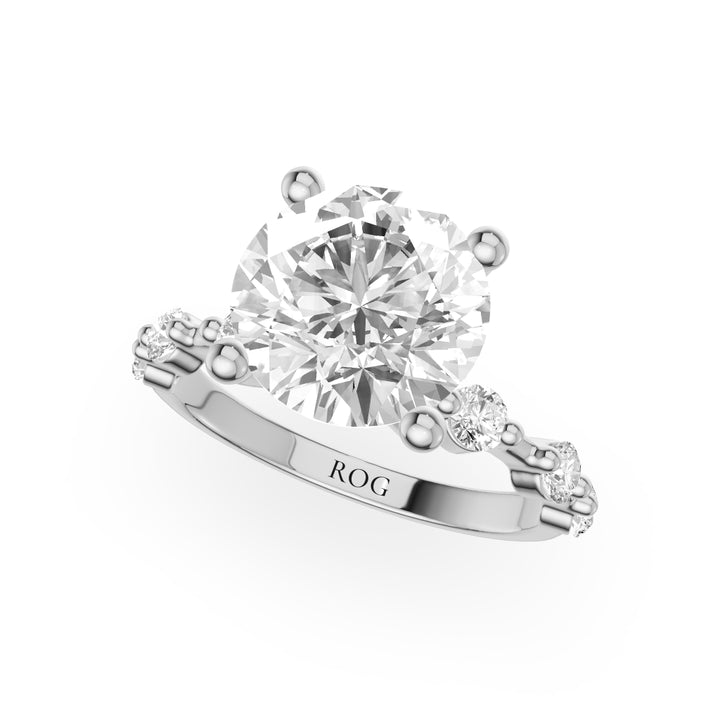 Rüdesheim Verlobungsring mit markanten schmalen Seitensteinen in 9K Weißgold mit Brilliantem Diamanten