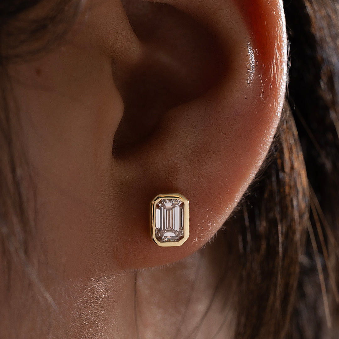 Diamant-Ohrstecker Smaragdschliff