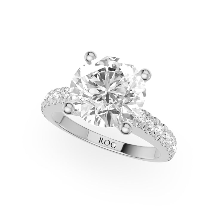 Hiddensee Hochgesetzter Pavé-Verlobungsring aus 9K Weißgold mit Brilliantem Schliff
