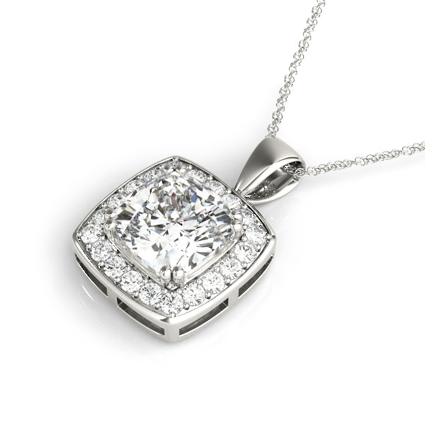 Adeltraut Cushion Halo Anhänger in Weißgold