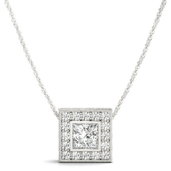 Livia Bezel Princess Halo Anhänger in Weißgold