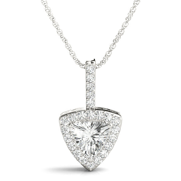 Fiona Trillion Halo Pendant in White Gold