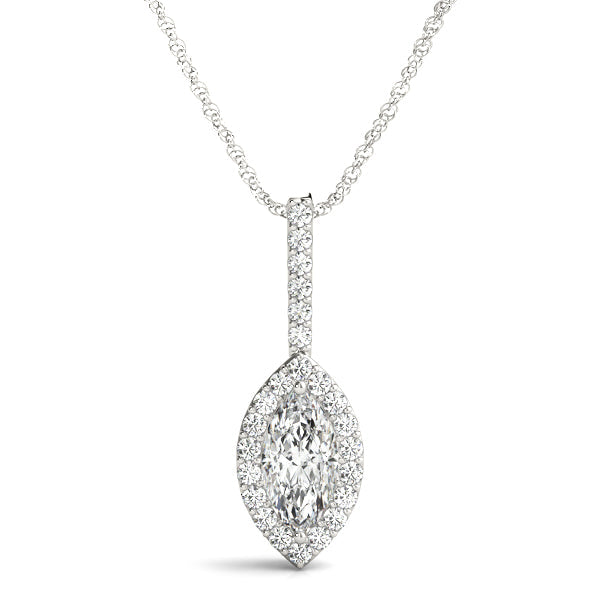 Mina Marquise Halo Anhänger in Weißgold