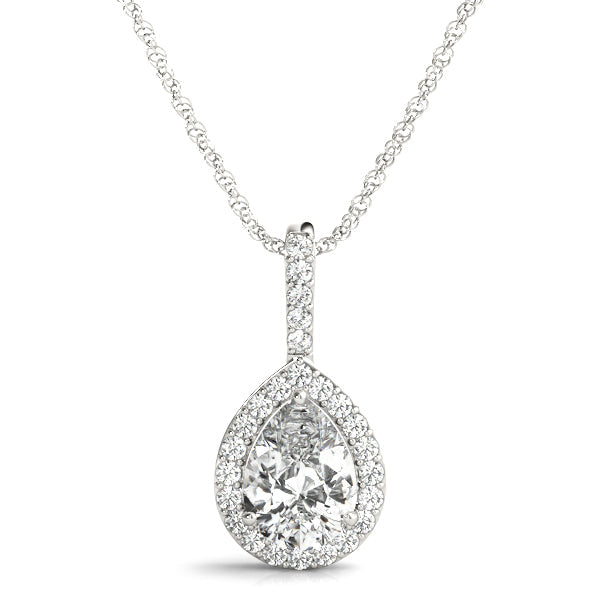 Kuniza Pear Halo Anhänger in Weißgold