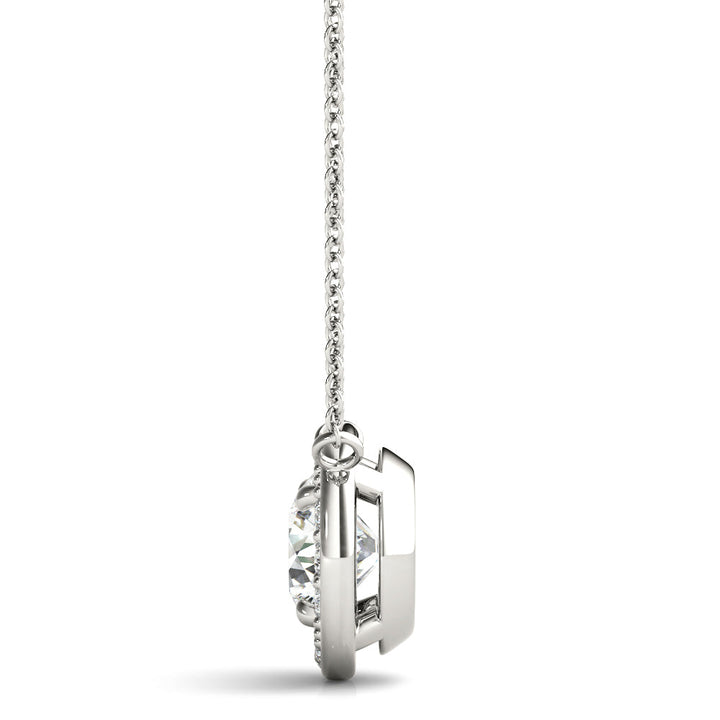Gerhild Round Halo Pendant in White Gold