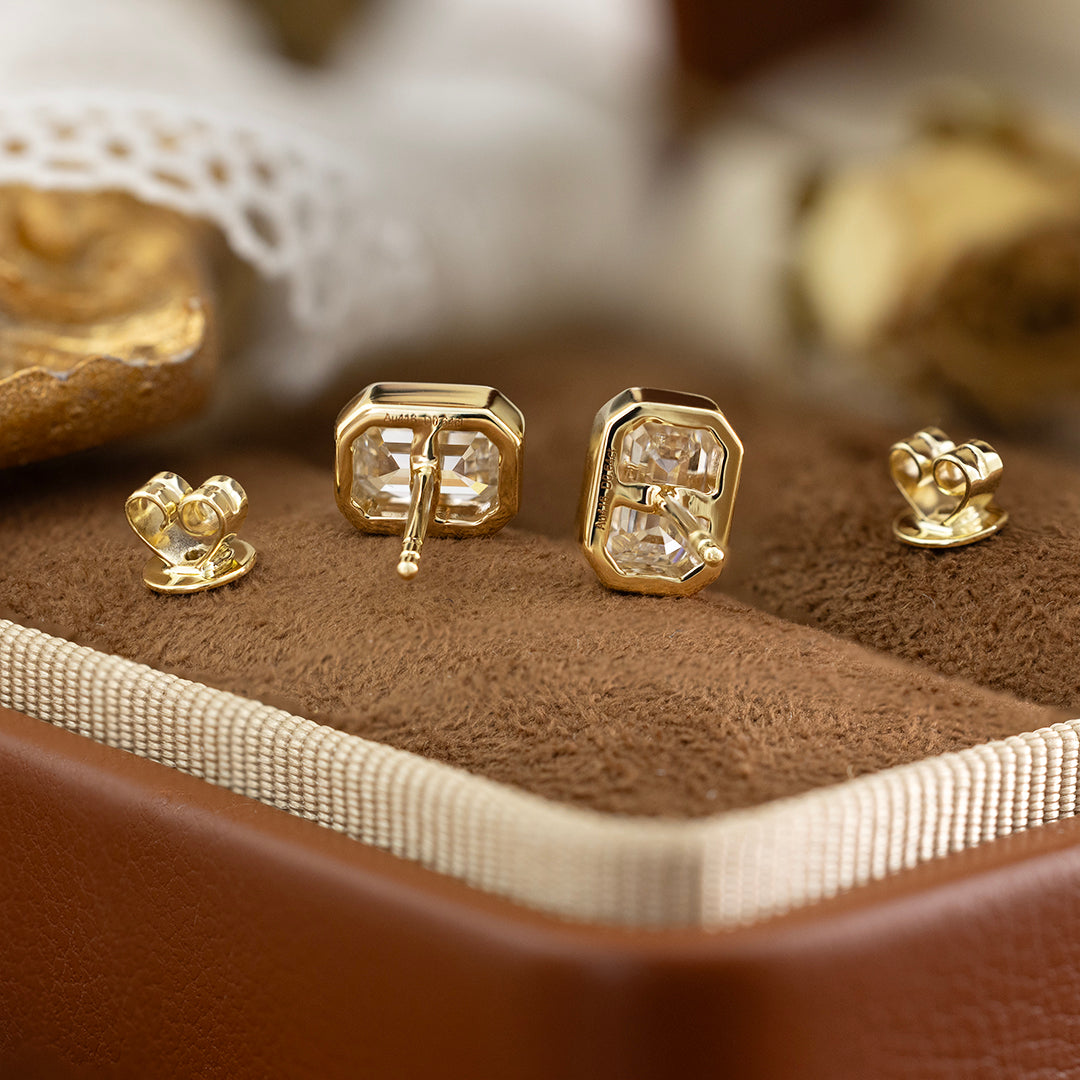 Diamant-Ohrstecker Smaragdschliff