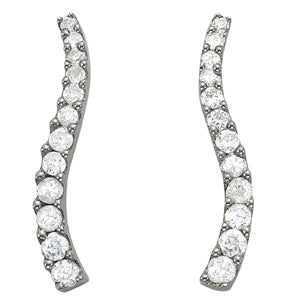 9K Weißgold moderne Ear Climber Ohrstecker