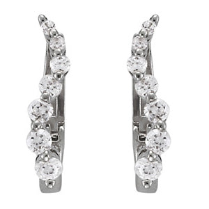 Moderne Ear Climber Ohrstecker aus 9K Weißgold