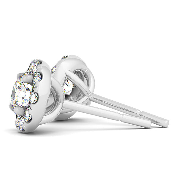Alena halo Stud Earrings in White Gold