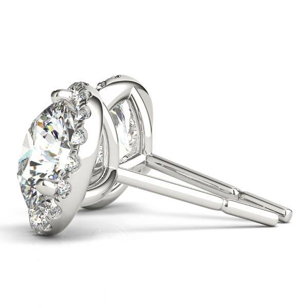 9K Weißgold Trillion-Cut Diamant Halo Ohrstecker