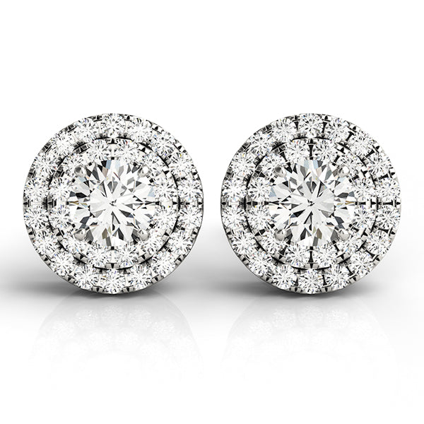 9K Weißgold ovale Diamant Halo Ohrstecker