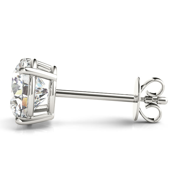 Leni Classic Round Solitaire Stud Earrings in White Gold