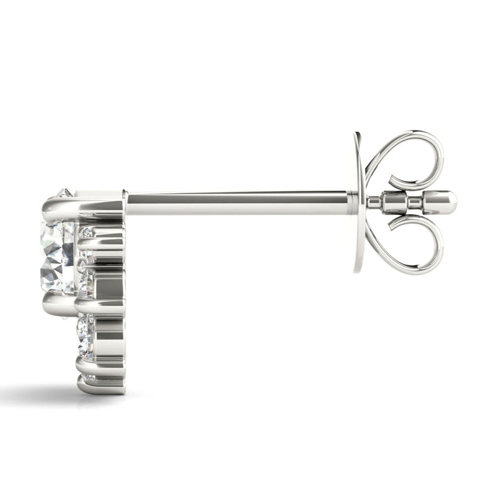 Rosalinde Round Half Flower Stud Earrings in White Gold