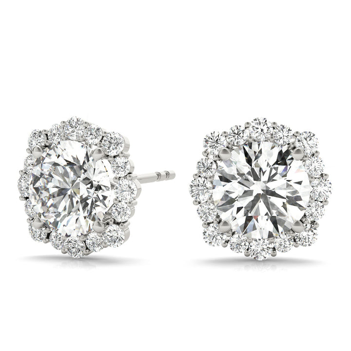 Frieda Round Halo Stud Earrings in White Gold