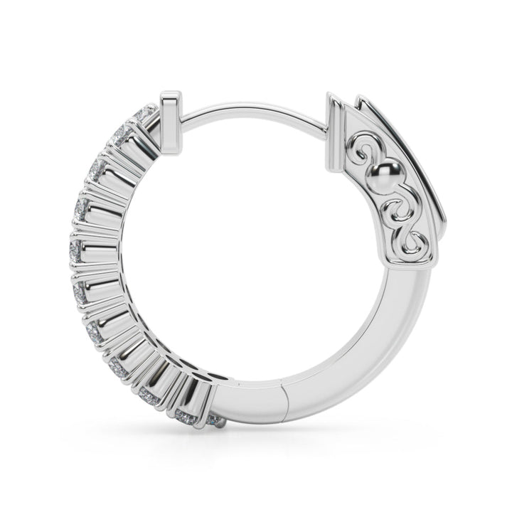Magdalena Double Row Hoop Earrings in White Gold