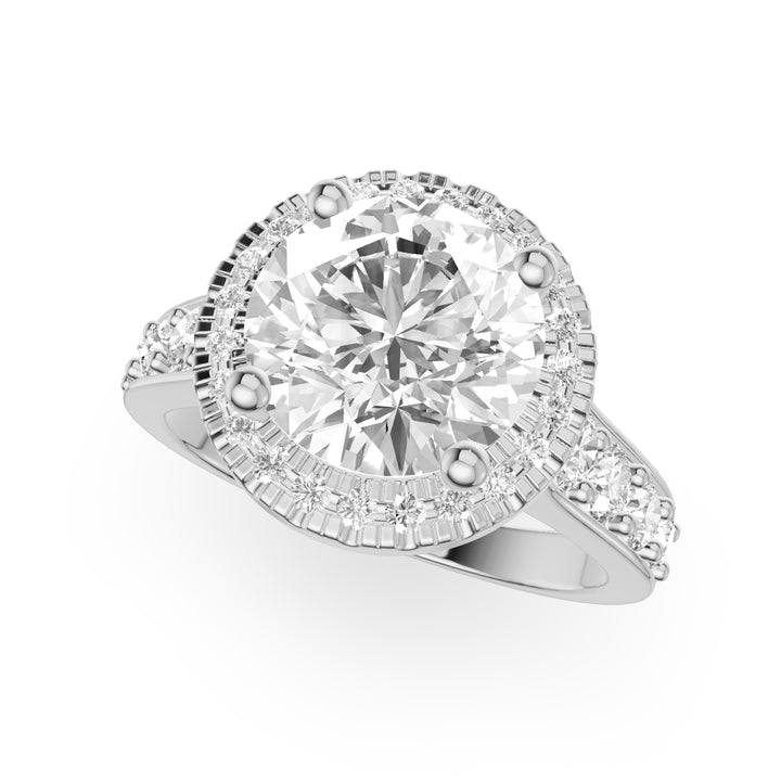 Nordsee Halo-Verlobungsring mit einreihigem Halo in 9K Brilliant Weißgold