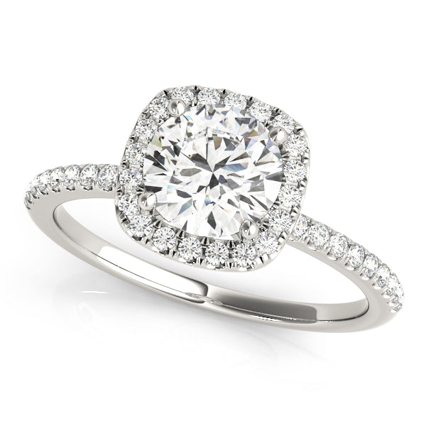 Isar Halo-Pavé-Verlobungsring aus 9K Weißgold mit Brilliantem Schliff