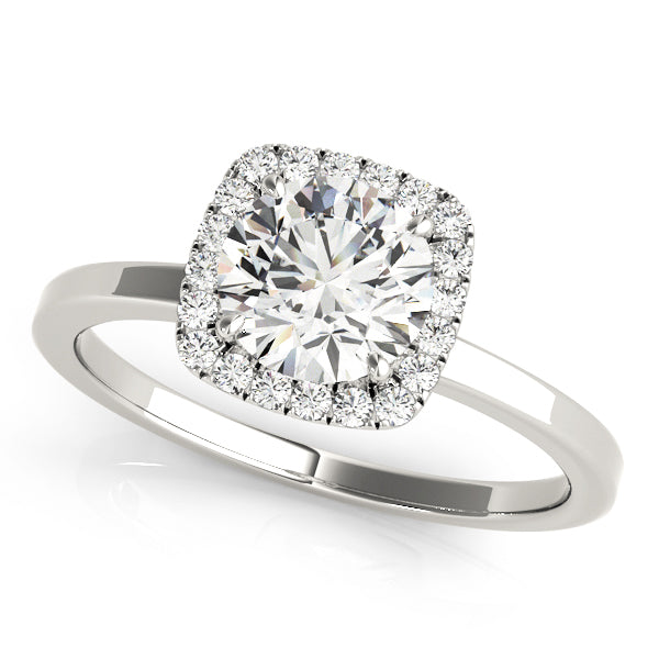 Wattenmeer Halo-Solitaire-Verlobungsring in 9K Brilliant Weißgold