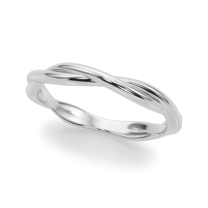 Grit gedrehter Ehering aus 14K WeiÃŸgold