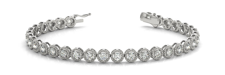 Fleur in Line Prong Set Bracelet in White Gold