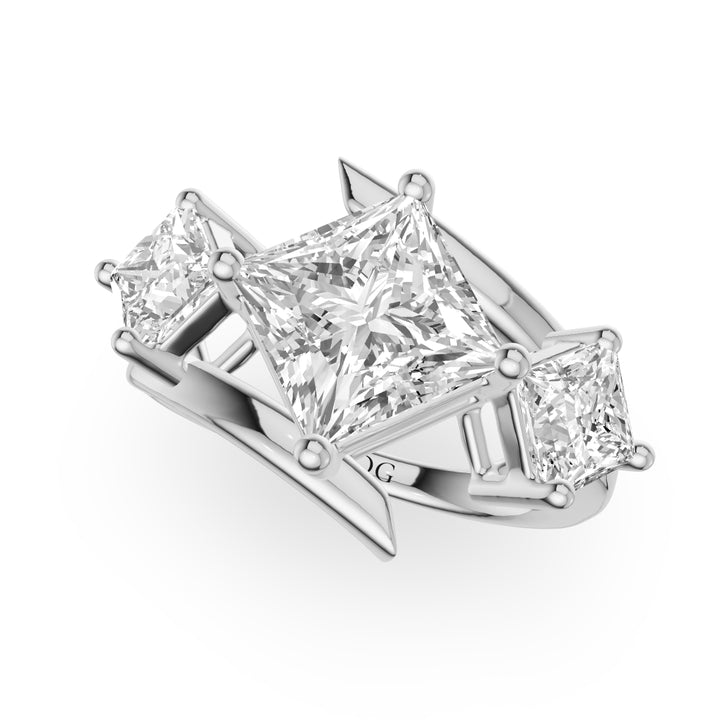 Unterfranken Three Stone Princess Twisted Engagement Ring