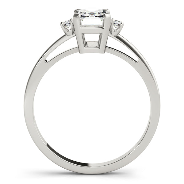 Rothenburg Verlobungsring mit drei Steinen und Smaragdschliff-Diamanten in 9K Weißgold