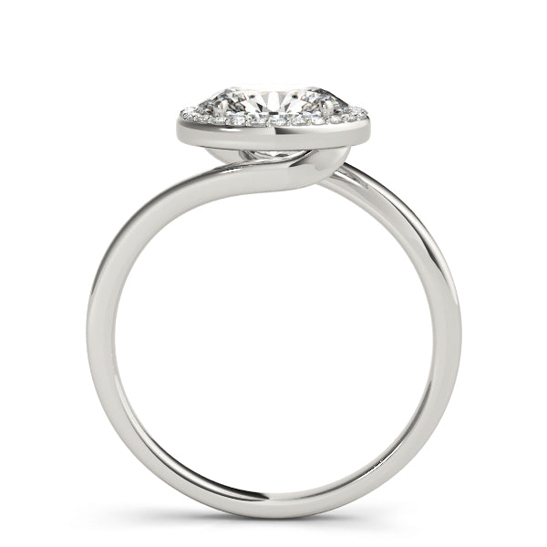 Kreidefelsen Ovaler Halo-Verlobungsring aus 9K Weißgold