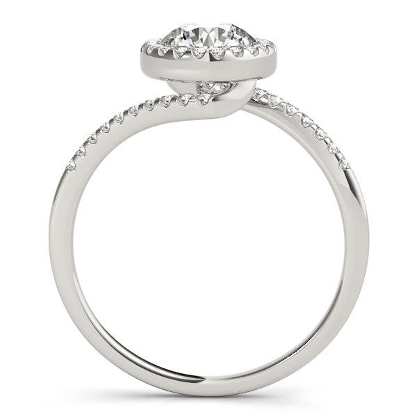 Zugspitze Vintage-Halo-Verlobungsring aus 9K Weißgold mit Brilliantem Schliff