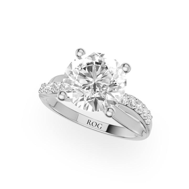 Spreewald Gedrehter Pavé-Verlobungsring in 9K Weißgold mit Brilliantem Diamanten