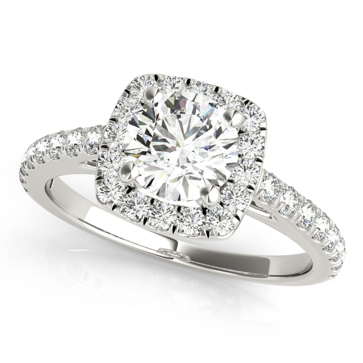 Watzmann Kathedralen-Halo-Verlobungsring aus 9K Weißgold mit Brilliantem Schliff