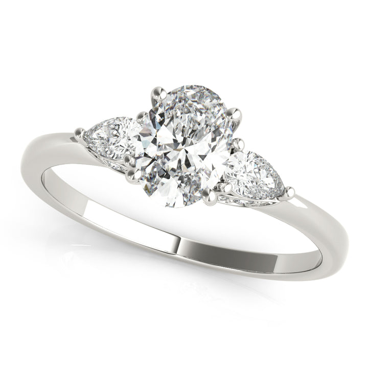 Rheinland Trillion Hidden-Halo-Verlobungsring in 9K Oval Weißgold