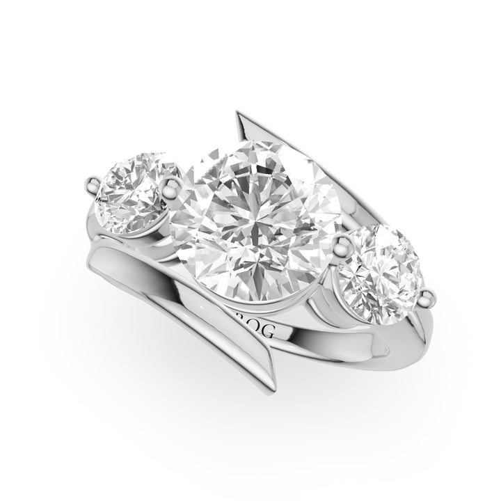 Lausitz Three Stone Twisted Shank Engagement Ring