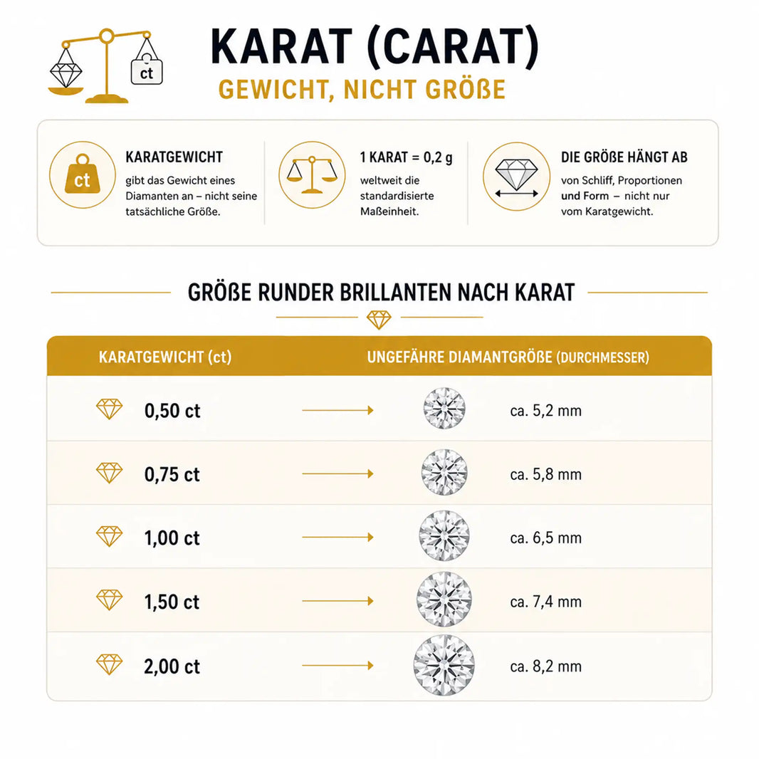 Karat (Carat): Gewicht, nicht Größe