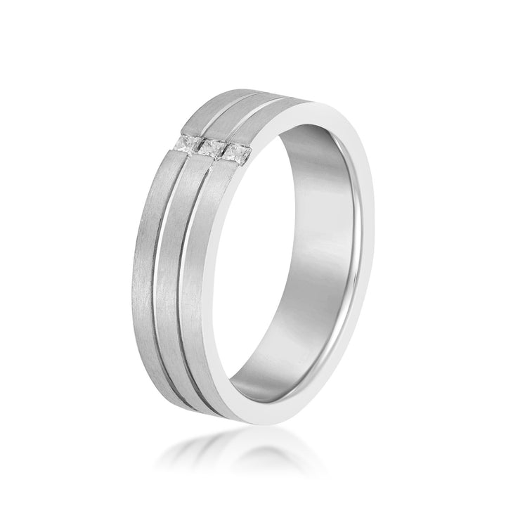 Wolf 6mm Herren-Diamantband in Platin