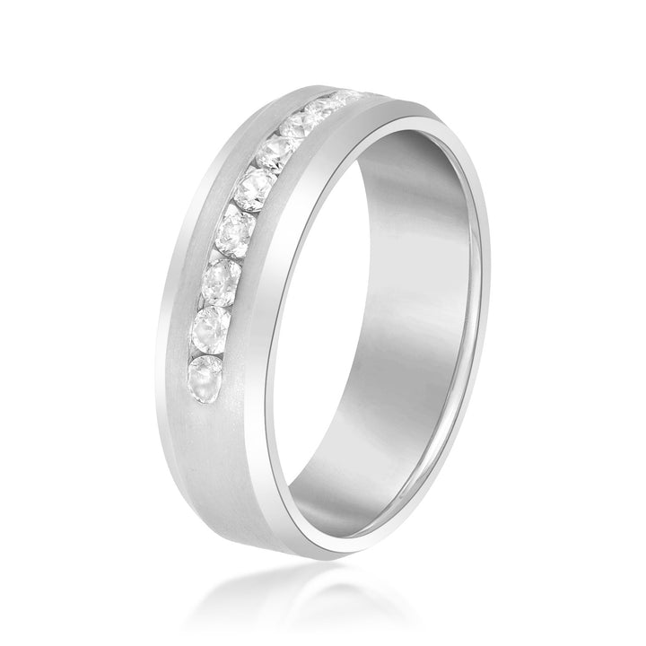 Aaron 7mm Herren-Diamantband in Platin