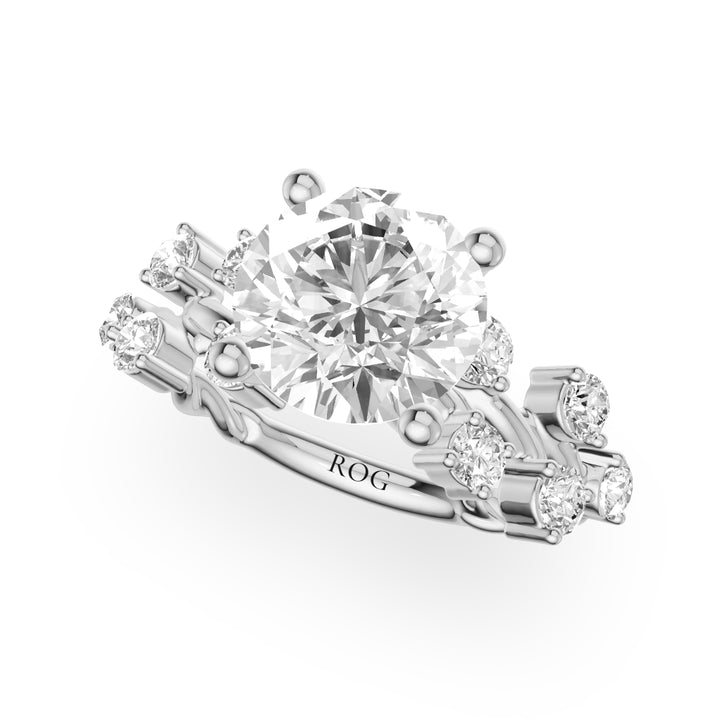 Ravensburg Verlobungsring mit gedrehter Ringschiene und Seitensteinen in 9K Weißgold mit Brilliantem Diamanten