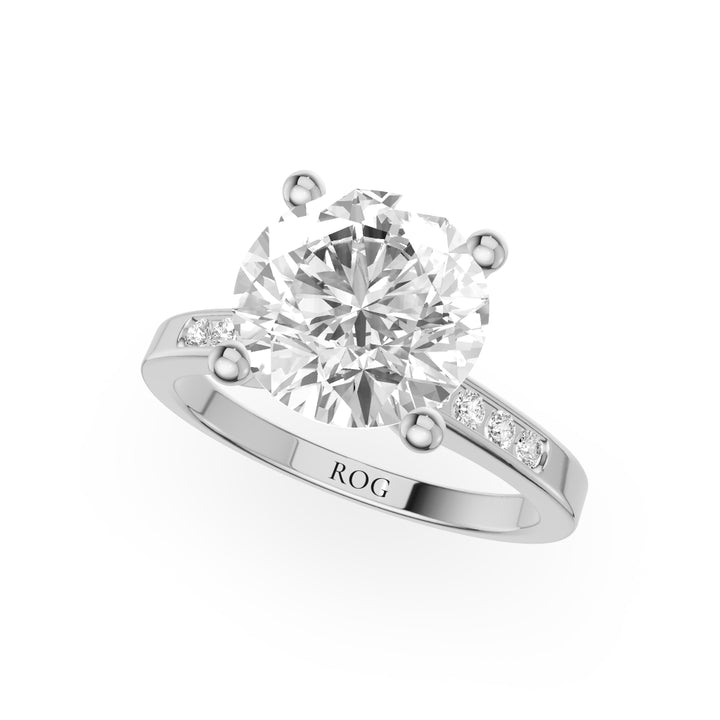 Starnberger See Zargen-Pavé-Verlobungsring mit konisch zulaufender Ringschiene aus 9K Weißgold mit Brilliantem Schliff