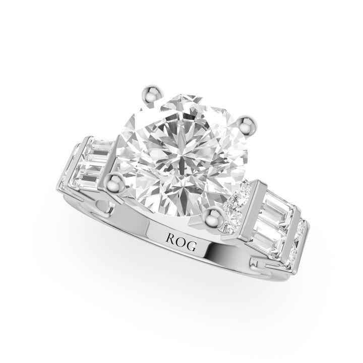 Düsseldorf Side Stone Verlobungsring in 9K Brilliant Weißgold