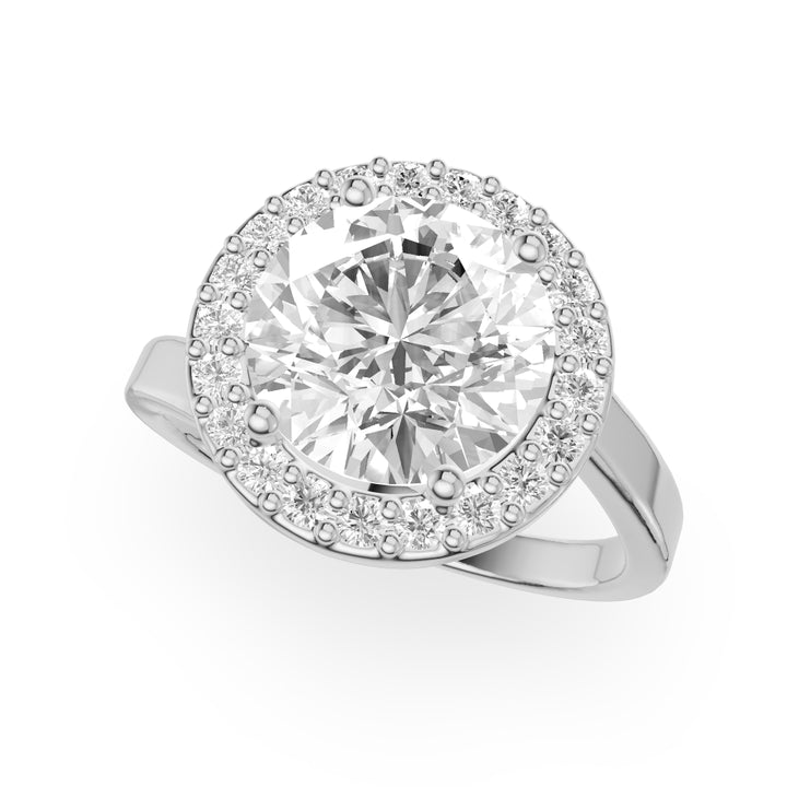 Spree Halo-Verlobungsring mit gedrehter Ringschiene in 9K Oval Weißgold