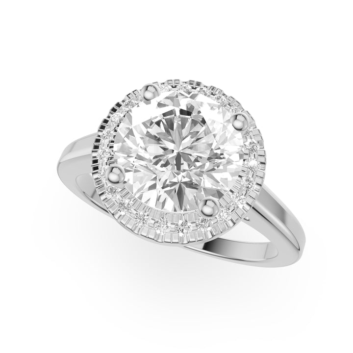 Fichtelberg Halo-Verlobungsring mit verjüngter Ringschiene in 9K Brilliant Weißgold